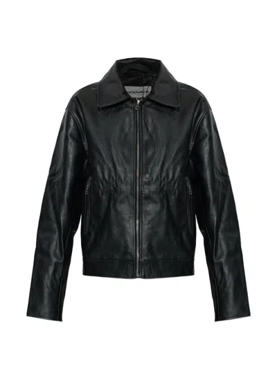Carne Bollente Embroidered Leather Jacket In Black