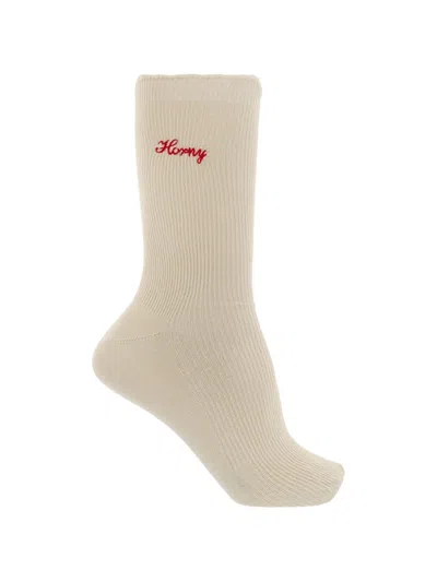 Carne Bollente Embroidered Ribbed Socks In Multi