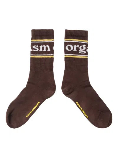Carne Bollente Feet Orgasm Band-logo Socks In Brown