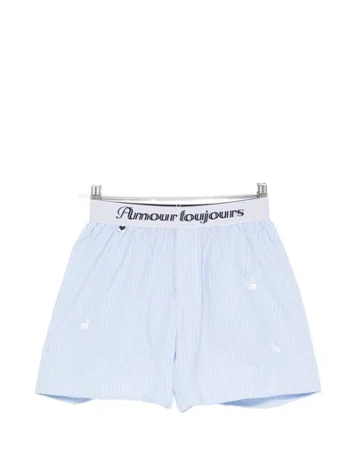 Carne Bollente Follow The Rabbit Stripe-pattern Embroidered Boxers In Blue
