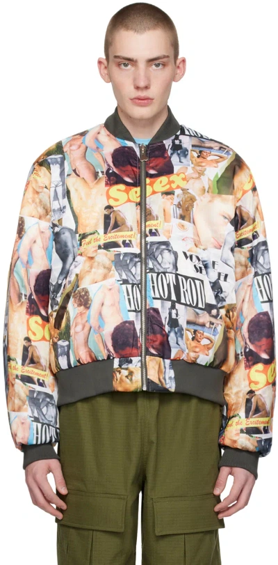 Carne Bollente Gray Hidden Pleasures Reversible Bomber Jacket In Grey