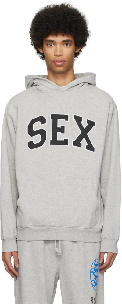 Carne Bollente Gray 'sex' Hoodie In Melange Grey