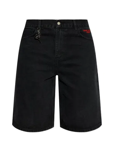 Carne Bollente Heart-embroidery Shorts In Black