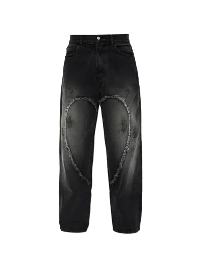 Carne Bollente Heart Detail Relaxed Jeans In Black