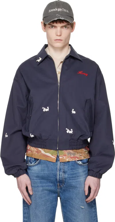 Carne Bollente Navy Hareington Horny Jacket In Blue