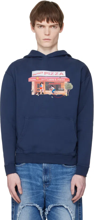 Carne Bollente Navy Hot Slice Hoodie In Blue