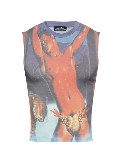 Carne Bollente Printed Sleeveless T-shirt In Blue