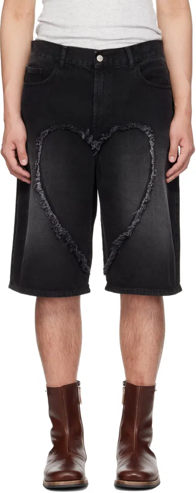 Carne Bollente Ssense Exclusive Black Love Denim Shorts