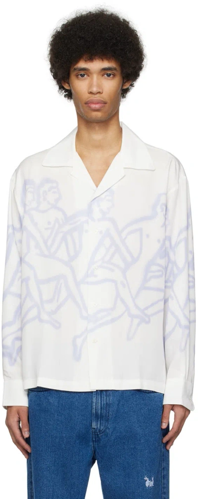 Carne Bollente White & Purple Cloud Runners Shirt In Cream