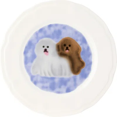 Carne Bollente White Bone Appetit Plate In Animal Print