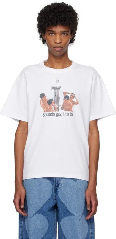 Carne Bollente Sounds Gay, I'm In Cotton T-shirt In White
