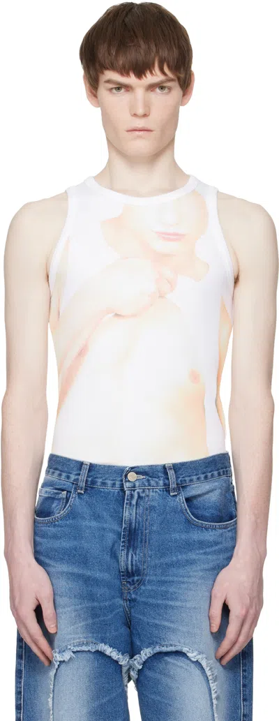 Carne Bollente White 'tank Top, Power Bottom' Tank Top