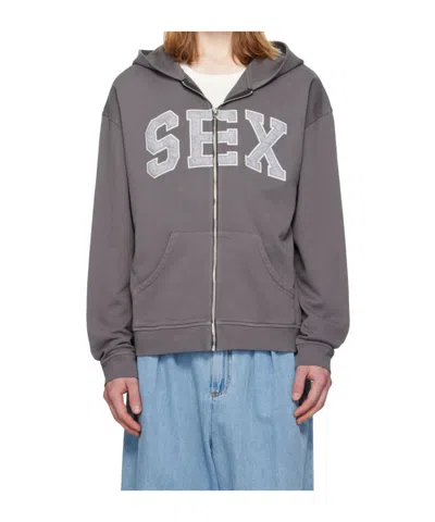 Carne Bollente Zipcode Desire Sex Long-sleeved Hoodie In Gray