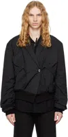 Carnet-archive Black Architectural Padded Tailored Bomber Jacket In Black