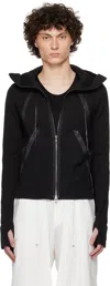 Carnet-archive Black Armature Slim Zip-up Hoodie In Black