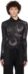 Carnet-archive Black Digital College: Bird Eyes & Human Faces Turtleneck In Black