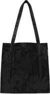 Carnet-archive Black Hand Coated Weathered Wall Tote In Oil Black