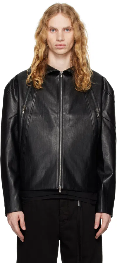 Carnet-archive Black Nail Faux Leather Jacket