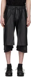Carnet-archive Black Perforated Faux-leather Shorts In Black