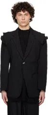 Carnet-archive Black Wired Deconstructed Crinkled Blazer In Black