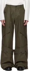 Carnet-archive Khaki Coated Wide Mass Trousers In Khaki