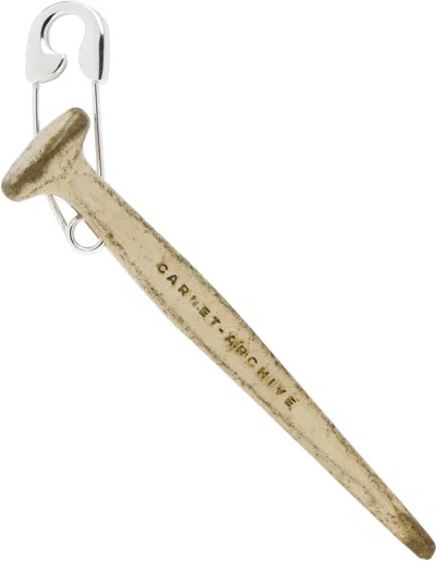 Carnet-archive Silver Nail & Safety Pin Single Earring In Burnt Silver