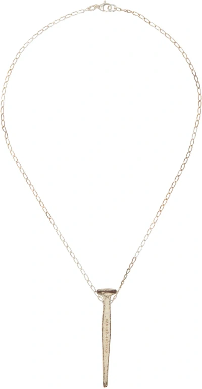 Carnet-archive Silver Nail Necklace In Metallic