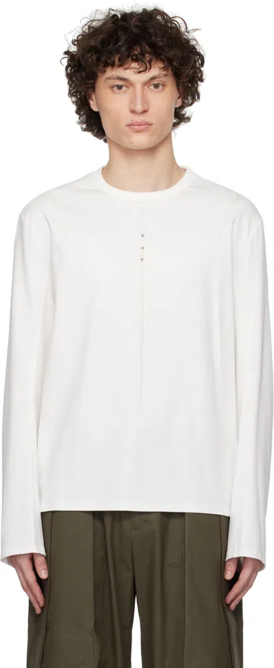 Carnet-archive White '3 Stitches 3 Metal Plates' Long Sleeve T-shirt