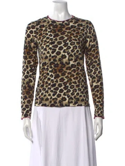 Pre-owned Caro Editions Animal Print Crew Neck Top In Multicolor