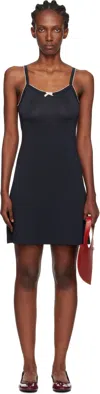 Caro Editions Black Jersey Slip Minidress In Black