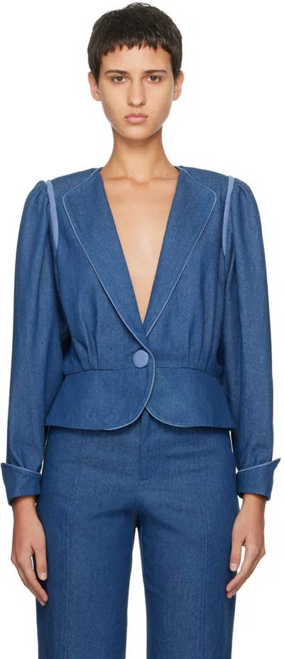 Caro Editions Blue Emma Denim Jacket In Indigo Denim