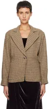 Caro Editions Brown Annika Jacket In Dark Houndstooth