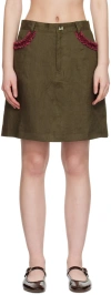 Caro Editions Khaki Nunu Midi Skirt In Olive Fushia