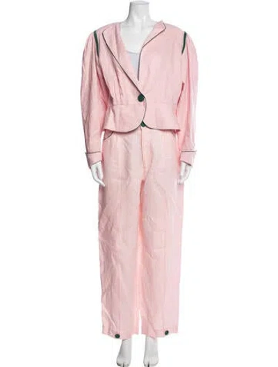 Pre-owned Caro Editions Linen Pantsuit In Pink