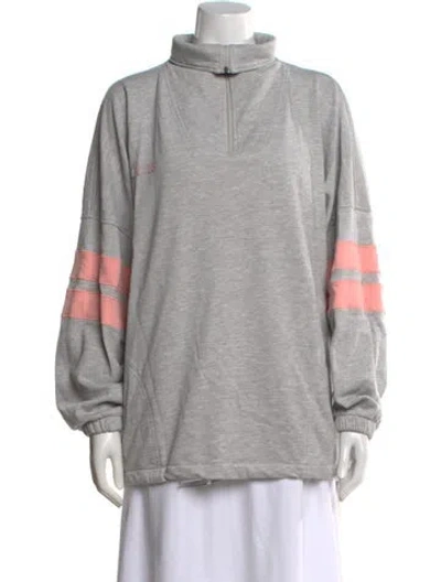 Pre-owned Caro Editions Mock Neck Long Sleeve Sweatshirt In Gray