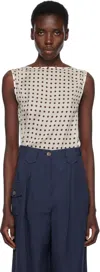 Caro Editions Off-white Alexa Top In Cream W. Brown Dot
