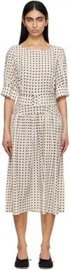 Caro Editions Off-white Bjorg Midi Dress In Cream W. Brown Dot