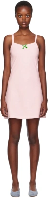 Caro Editions Pink Caro Slip Minidress In Pink Stripe