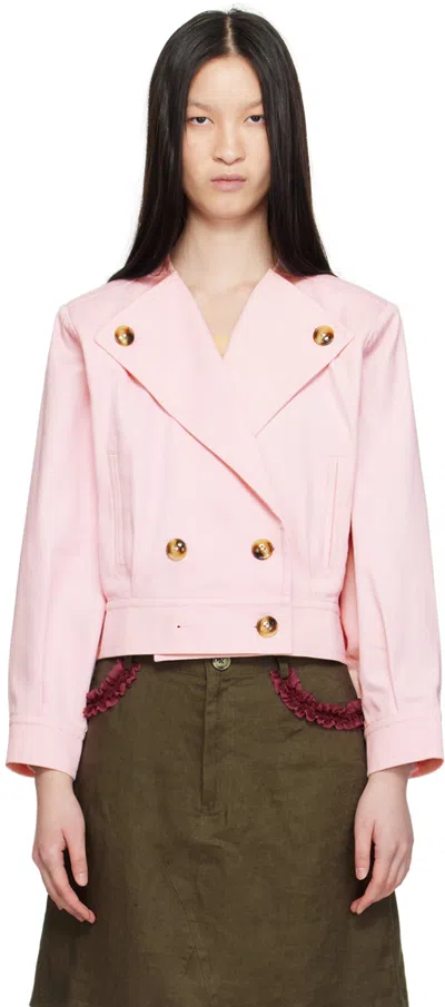 Caro Editions Pink Yoko Bomber Jacket In Pale Pink