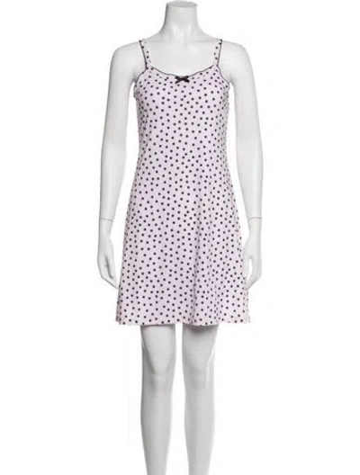 Pre-owned Caro Editions Polka Dot Print Mini Dress W/ Tags In Purple