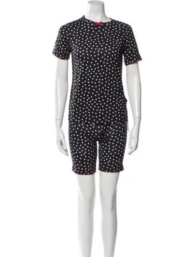 Pre-owned Caro Editions Polka Dot Print Square Neckline T-shirt In Purple