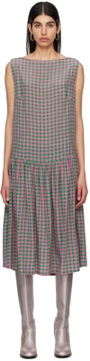 Caro Editions Ssense Exclusive Pink & Green Heather Midi Dress In Pink Green Gingham