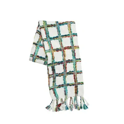Carol & Frank 100% Cotton Throw In White;green