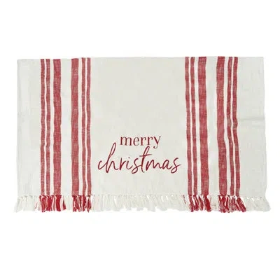 Carol & Frank 100% Cotton Throw In White;red