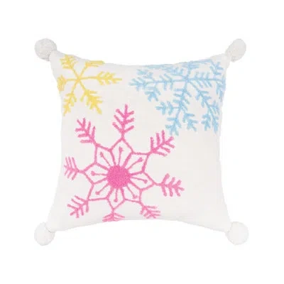 Carol & Frank 20" X 20" Boho Christmas Throw Pillow In Blue;white;pink Yellow