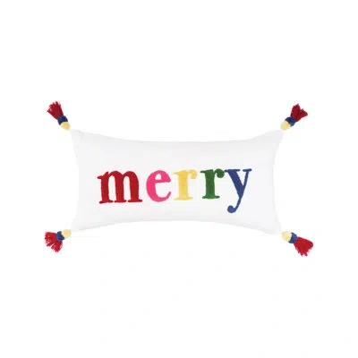 Carol & Frank 24" X 12" Boho Merry Throw Pillow In Blue;white;green;pink Yellow