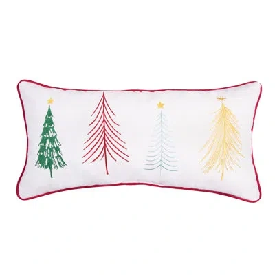 Carol & Frank 24" X 12" Colorful Trees Throw Pillow In Blue;white;green;pink Yellow