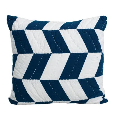 Carol & Frank 26" X 26" Herringbone Patch Indigo Cotton Euro Sham In Blue