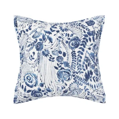 Carol & Frank 26" X 26" Starla Blue Floral Cotton Euro Sham