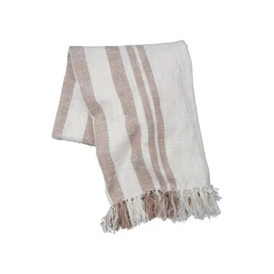 Carol & Frank 50" X 60" Morgan Tasseled Woven Throw In Neutral